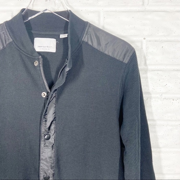 PAPER DENIM&CLOTH Black Waffle Full Zip/Snap Ling Sleeve Shirt Jacket - Picture 6 of 6